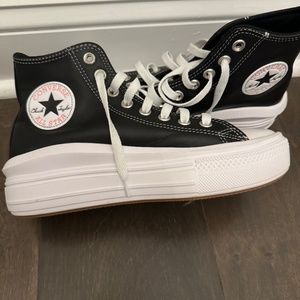 Leather Converse all start platform high top chuck taylor